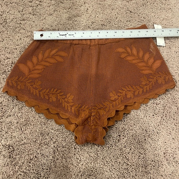 NWT new by Anthropologie mesh lace shorts swim coverup small rust cedar tan - Picture 16 of 17